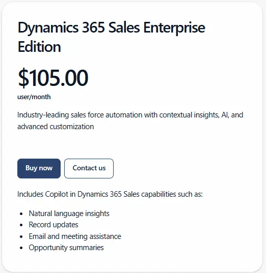 Dynamics 365 Sales Enterprise Edition